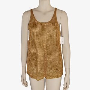 NWT Anne Klein Metallic Gold Mesh Vintage 80 Tank Top Size L
